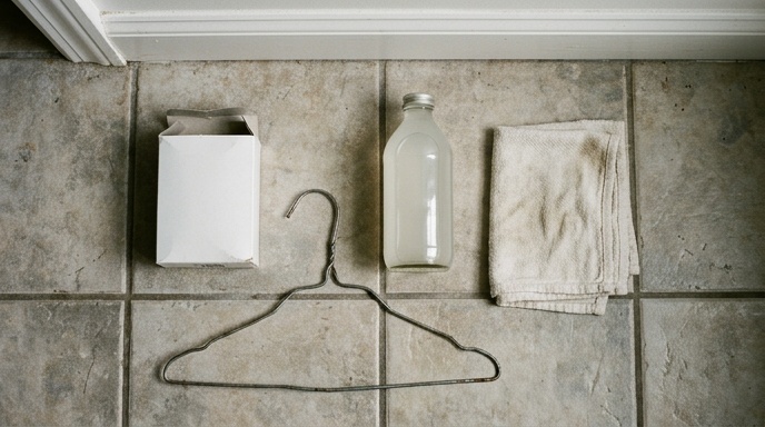 Hand pouring hot water and washing-up liquid into a toilet bowl to clear a blockage